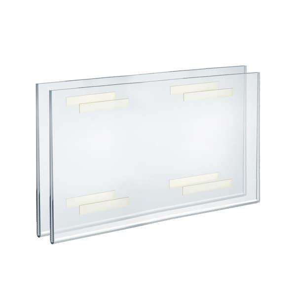 Self Adhesive Clear Acrylic Wall Sign Holder Frame 17'' W x 11'' H -Landscape / Horizontal, 2PK